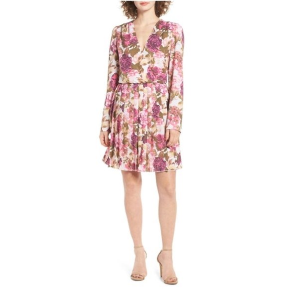 LEITH Floral Print Long Sleeve Pleated Dress sz M - Picture 10 of 10